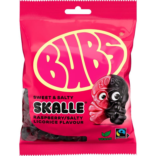 BUBS MINI RASPBERRY-LICORICE SKULLS 90G/175G/1.45KG