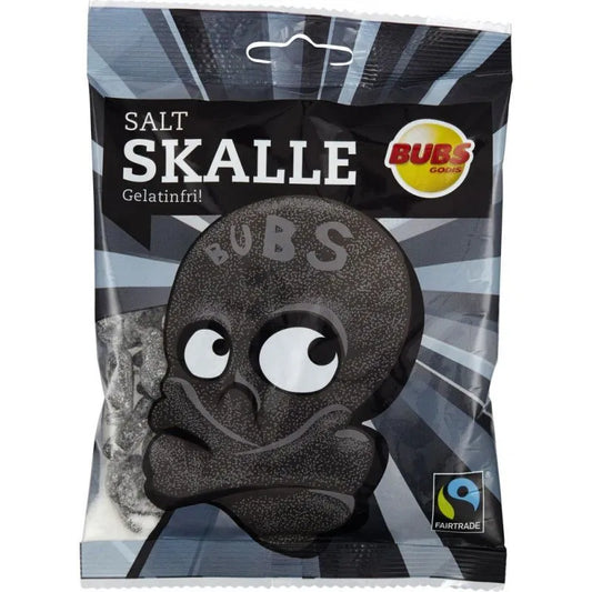 MINI BUBS SOUR LICORICE SKULLS 90G